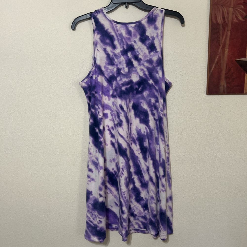 West Loop Purple Tie-Dye Sleeveless T-Shirt Dress - Size Medium - Picture 5 of 6